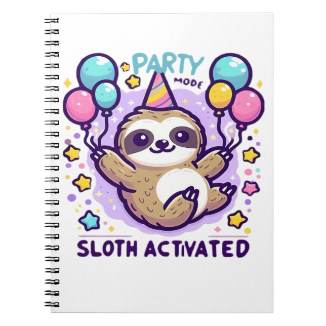 Party Mode Sloth Activated Birthday Balloon Sloth  Notizblock (Vorderseite)
