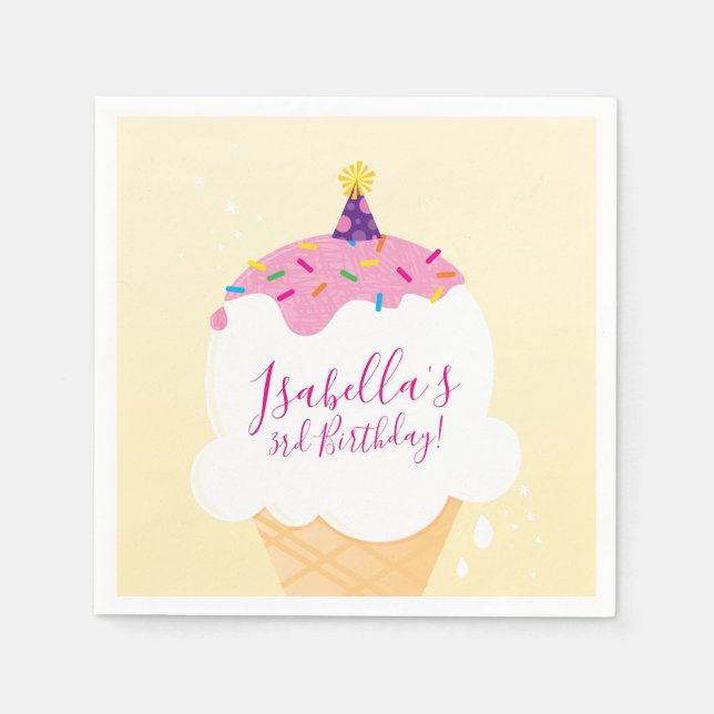 PARTY Moderne niedliche Retro-Eis-Kegel Sprinklen Serviette (Vorderseite)