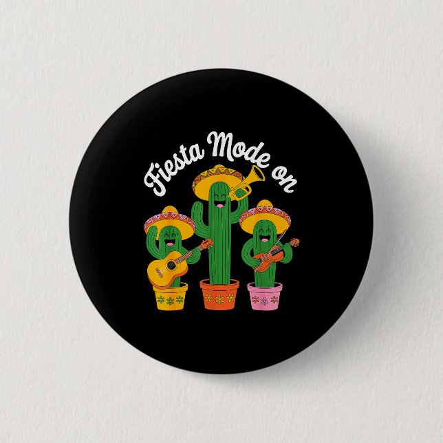Party-Modus Kaktus-Band Cinco de Mayo lustig mexik Button (Vorderseite)
