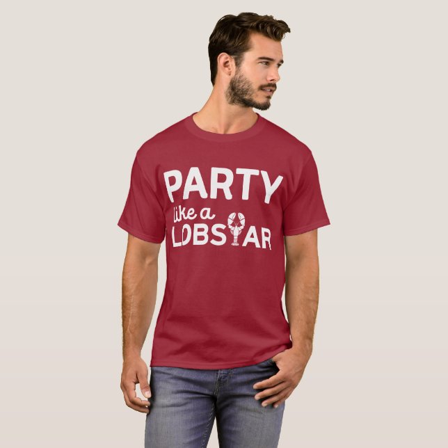 Party mögen ein Lobstar mit illustriertem Hummer T-Shirt (Vorne ganz)