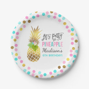 Party mögen eine Ananas-Papierplatte 7" rosa Gold Pappteller