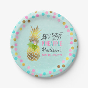 Party mögen eine Ananas-Papierplatte 7" rosa Gold Pappteller