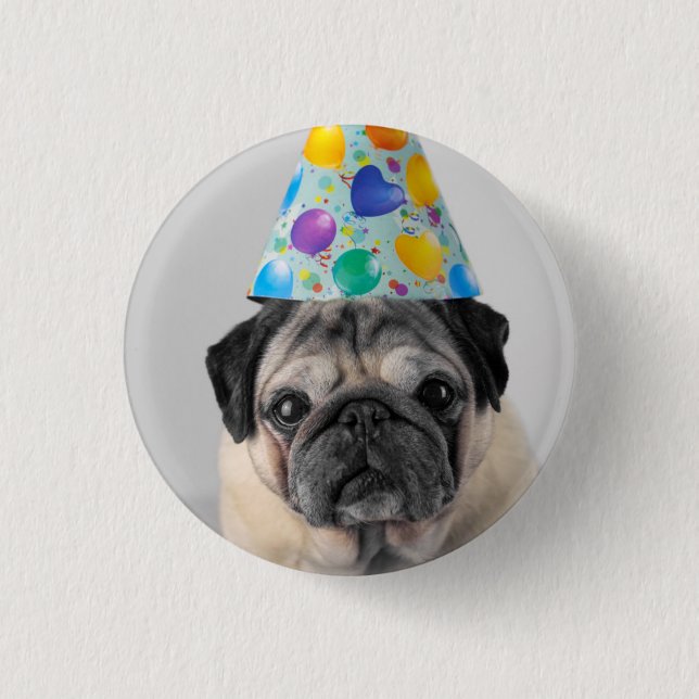 Party Mops Button (Vorderseite)