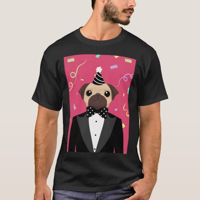 Party-Mops T-Shirt (Vorderseite)