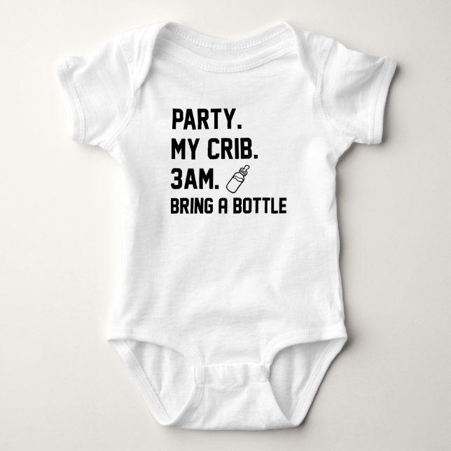 Party My Crib 3am bringen eine Flasche Baby Milch Baby Strampler (Vorderseite)