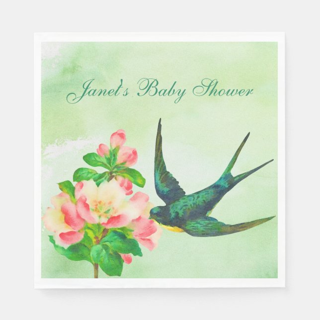 Party Napkins für Vögel und Blütenzweige Serviette (Vorderseite)