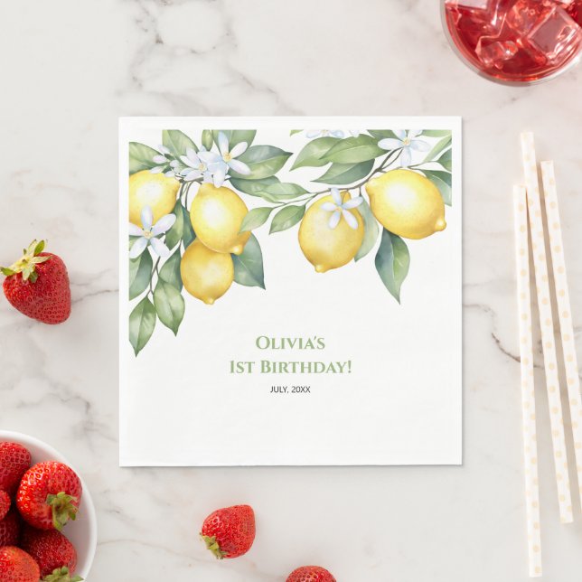 Party Napkins Lemon Zitrus 1. Geburtstag. Serviette (Beispiel)