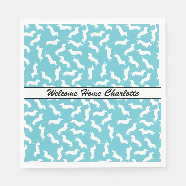 Party Napkins mit blauer und weißer Dackel Serviette (Vorderseite)