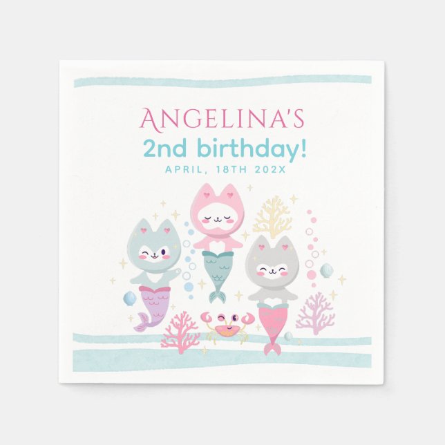 Party Napkins Nautical Themed Birthday Party. Serviette (Vorderseite)