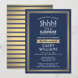 Party Navy Blue White Gold Einladung