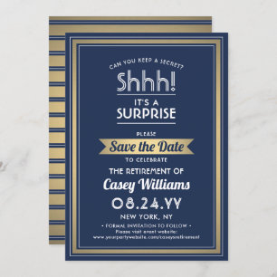 Party Navy Blue White Gold Save The Date