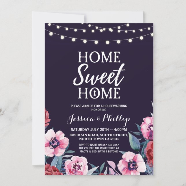 Party Navy Pink Neuer Zuhause Einladung (Vorderseite)