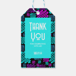 Party Neon Geometric Pattern Danke Geschenkanhänger