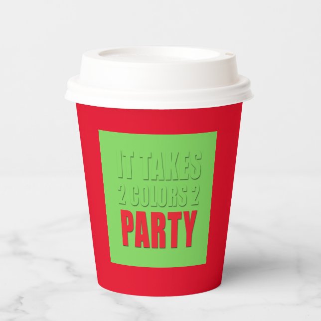 Party nimmt zwei Farben Grün Rot Pappbecher (Vorderseite)