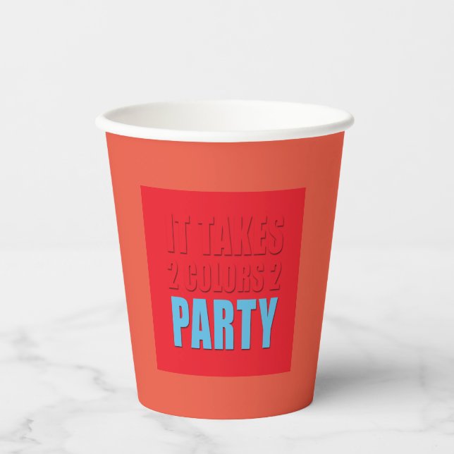 Party nimmt zwei farbige Blue Paper Cup Pappbecher (Vorderseite)