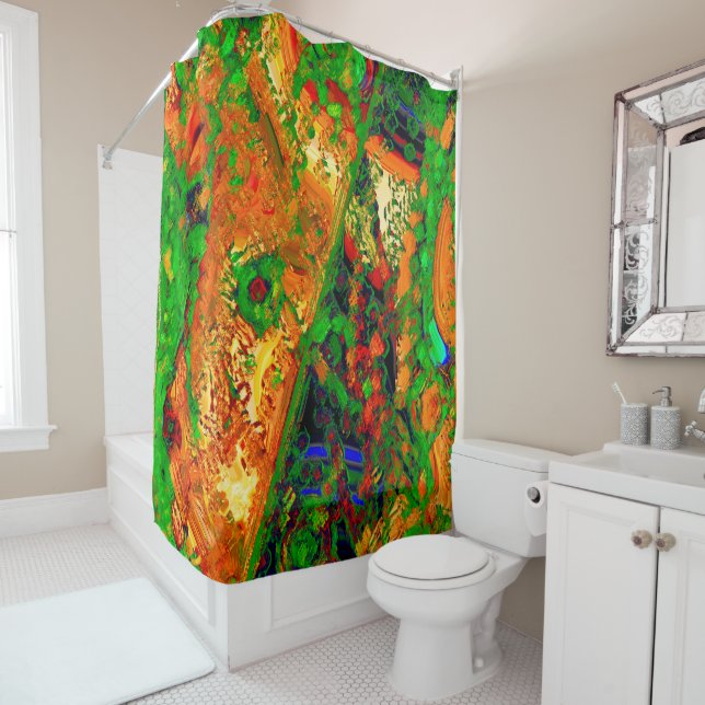 Party oder Karneval von Malereien, orange und grün Duschvorhang (Beispiel)
