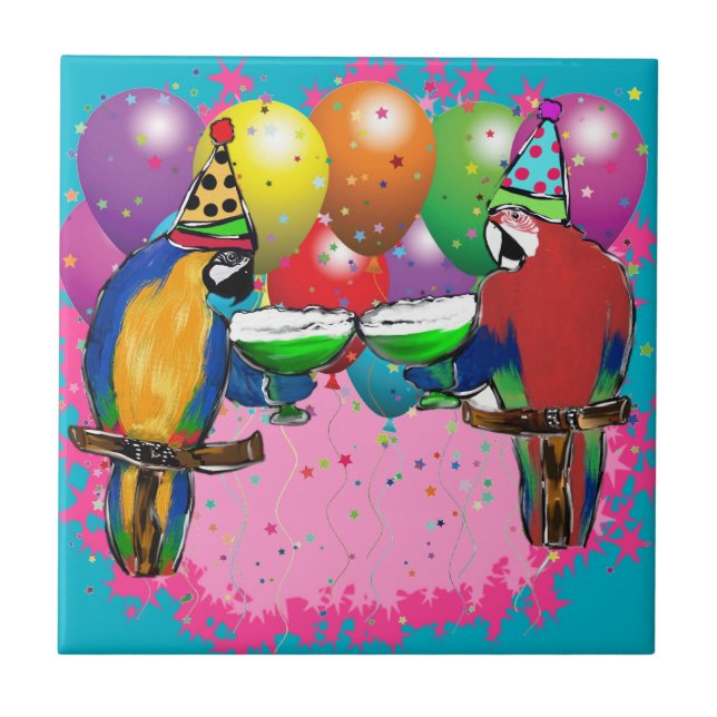 PARTY PAPAGEIEN FLIESE (Vorderseite)
