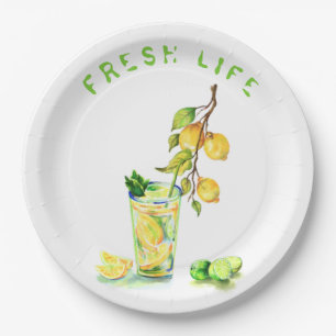 Party Papier Teller mit Lemon Juice Cool Drink