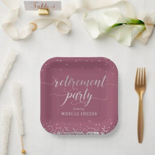 Party-Papierplatte Elegantes Silber, rosa Pappteller