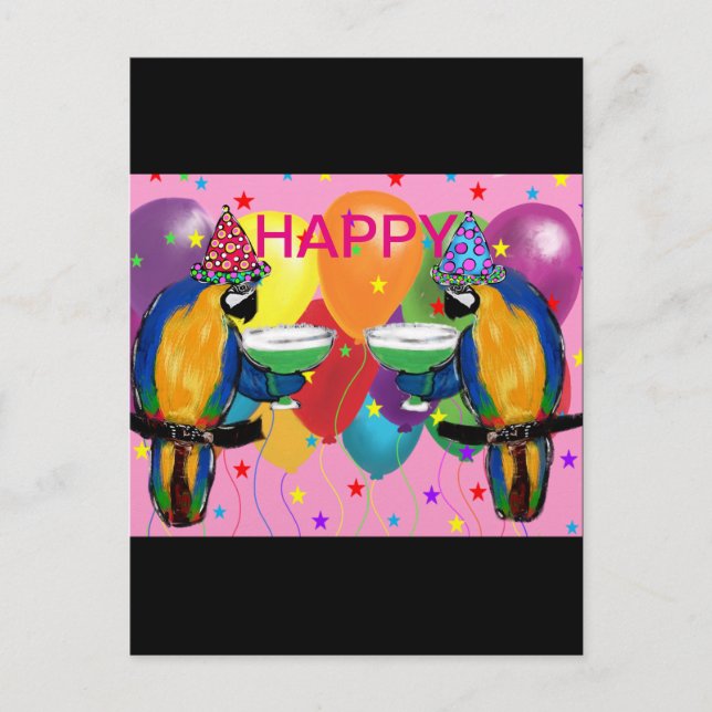Party Parrots Einladungspostkarte (Vorderseite)