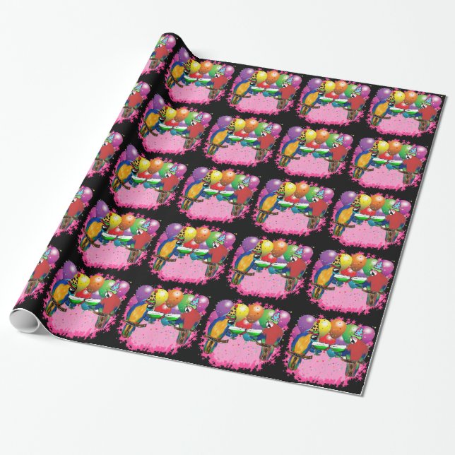 PARTY PARROTS GESCHENKPAPIER (Ungerollt)