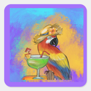 Party Parrots Quadratischer Aufkleber