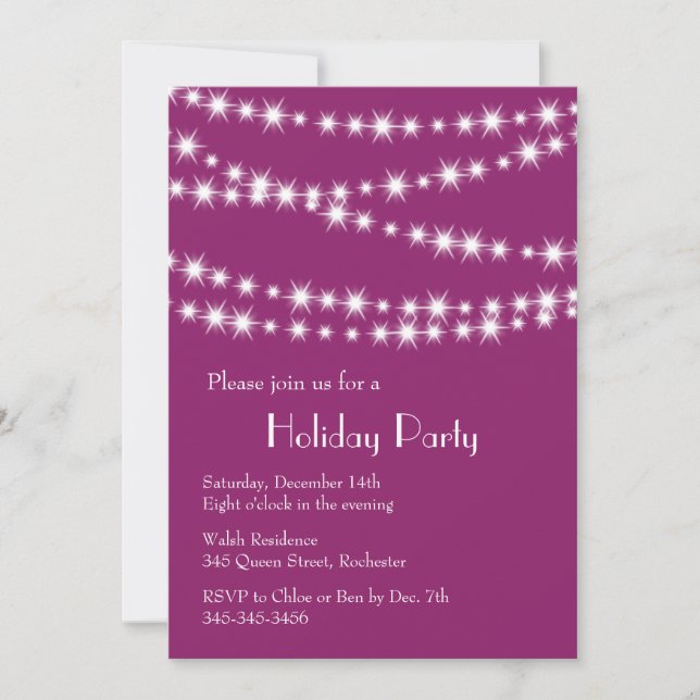 Party Party Twinkle Lights (magenta) Einladung (Vorderseite)