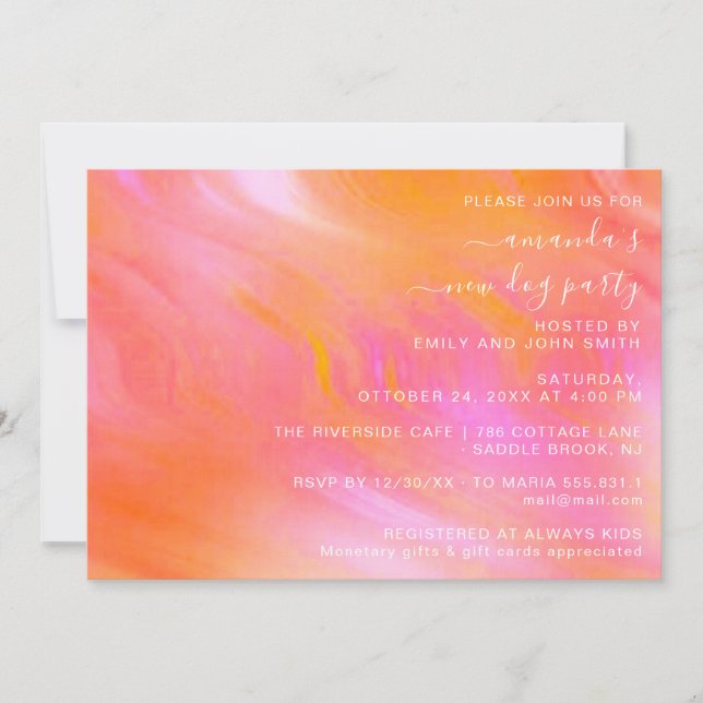 Party Pastel Rosa Abstraktes Pulver Einladung (Vorderseite)