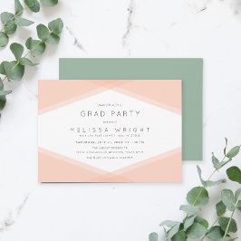 Party Peach Layered Geometric & Light Sage Grad Einladung