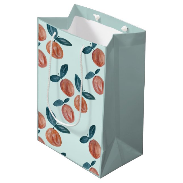 Party Peach Painting Pattern Mittlere Geschenktüte (Vorderseite Schrägansicht)