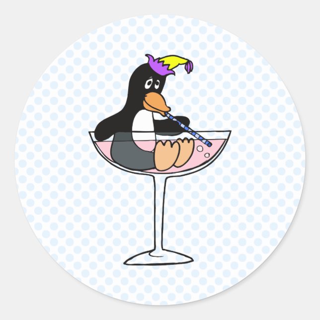 Party Penguin Runder Aufkleber (Vorderseite)