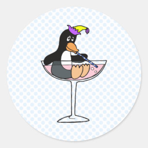 Party Penguin Runder Aufkleber