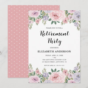 Party Pension Elegante Pastel Rose & Grüne Einladung