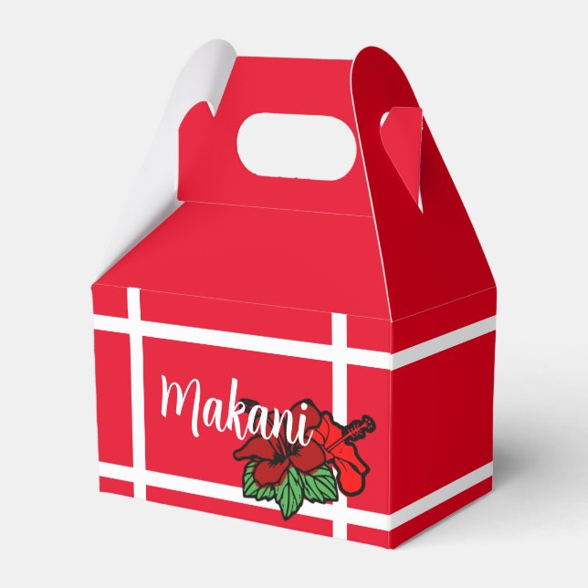 Party Personalisiert Red Hibiskus Gable Box Geschenkschachtel (Vorderseite)
