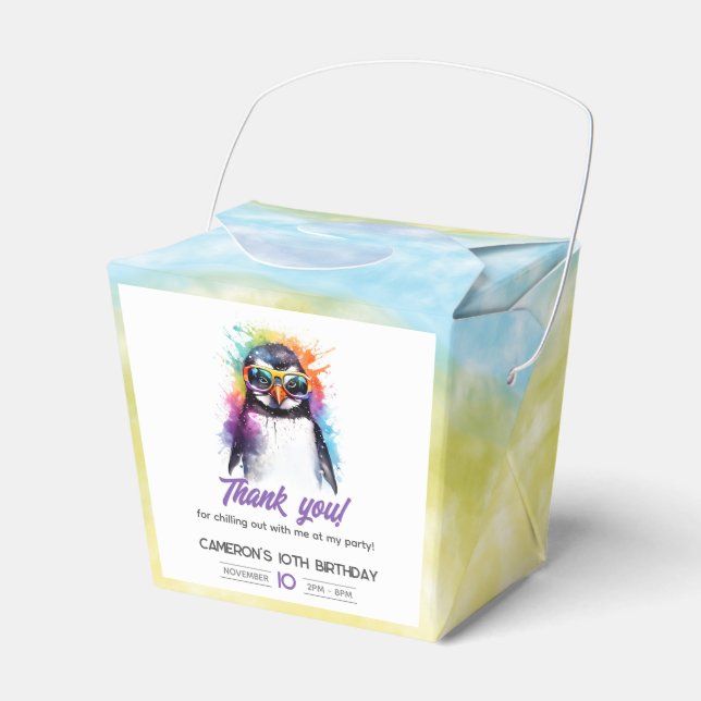 Party Pinguin-Sonnenbrille, Kindergeburt Geschenkschachtel (Vorderseite)