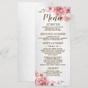 Party Pink Aquarell Blume Shiny Glitzer Menükarte