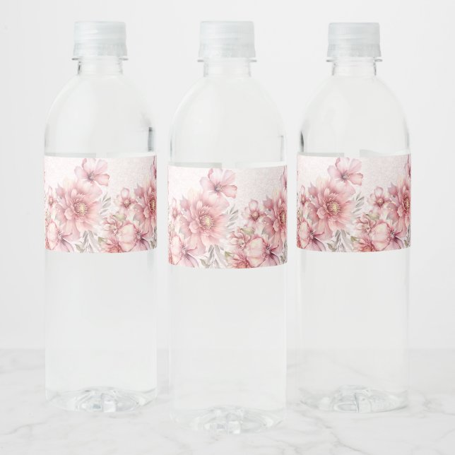 Party Pink Aquarell Blume Shiny Glitzer Moderne (Flaschen)