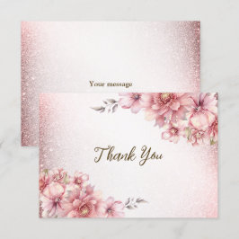 Party Pink Aquarell Blume Shiny Glitzer Moderne Dankeskarte