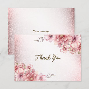 Party Pink Aquarell Blume Shiny Glitzer Moderne Dankeskarte
