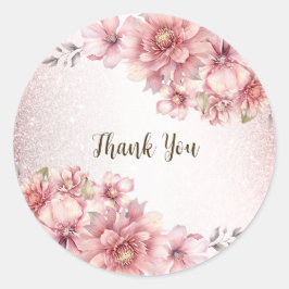Party Pink Aquarell Blume Shiny Glitzer Moderne Runder Aufkleber