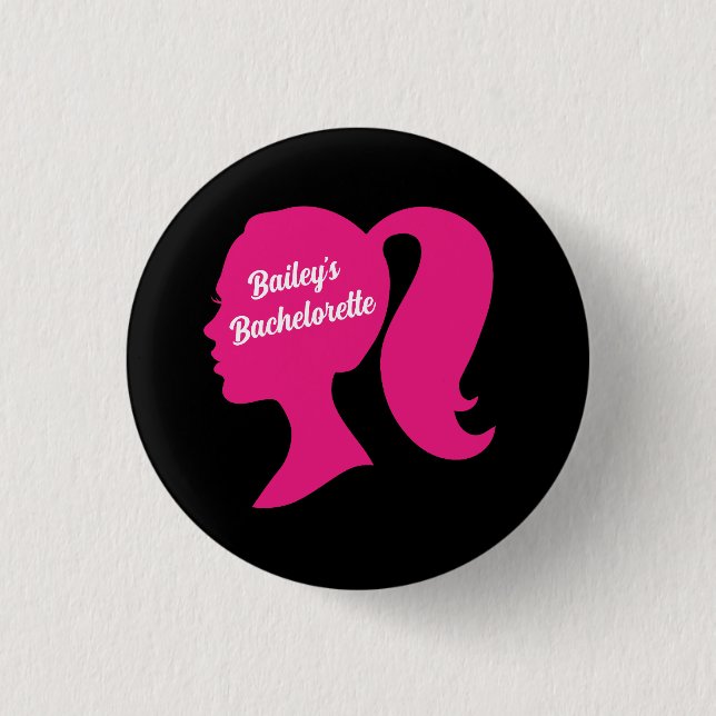 Party Pink & Black Bachelorette Button (Vorderseite)