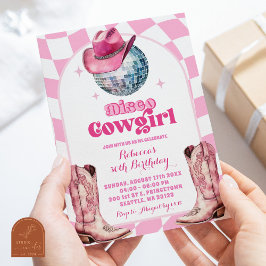 Party Pink Disco Ball Cowgirl Geburtstag Einladung