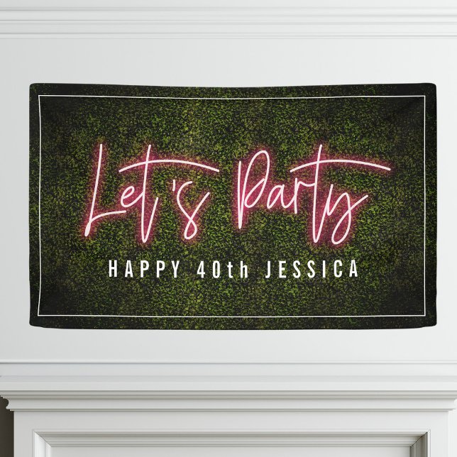 Party Pink Neon Boxwood Geburtstag Banner (Von Creator hochgeladen)