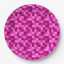 Party Pink Pixels Papierplatten, Party Teller