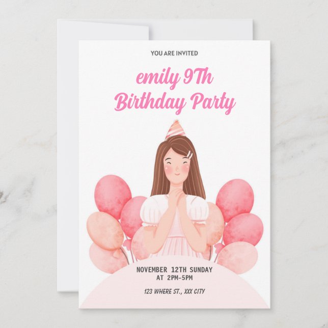 Party Pink Playful Animal Birthday Einladung (Vorderseite)