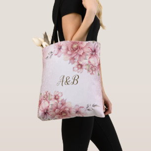 Party Pink Wasserfarben Blumen Glänzender Glitter Tasche