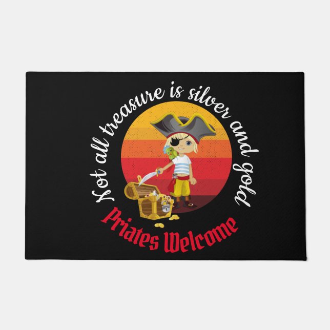 Party Pirate Boy Black Doormat Fußmatte (Vorderseite)