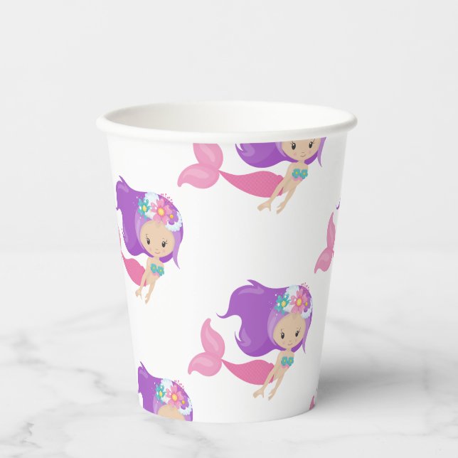 Party Pirate rosa mermaids Paper Cups Pappbecher (Vorderseite)