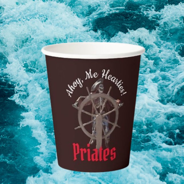 Party Pirates Skelettführer Pappbecher (PIRATE PARTY CUPS: You can use these cups as party favors, as treat cups, snack cups, drink cups  )