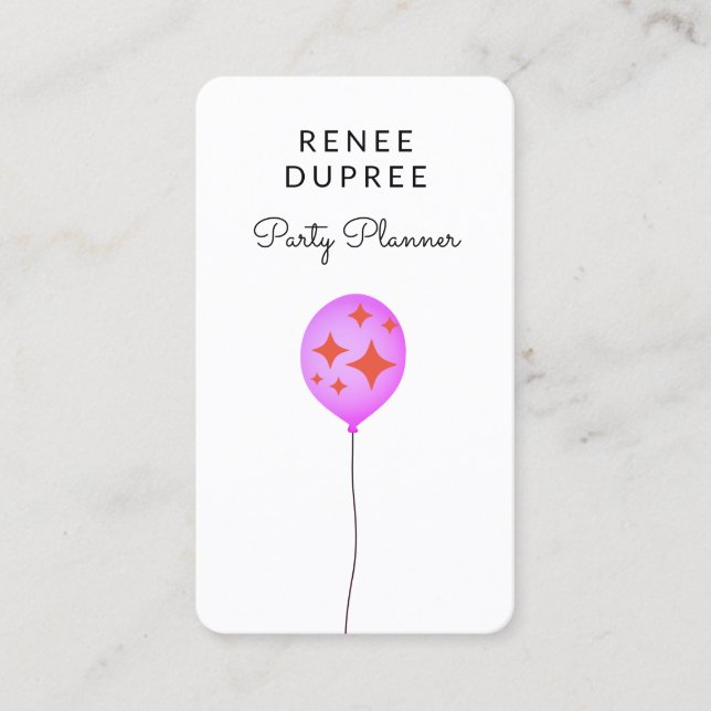 Party Planer Ballon Business Card Visitenkarte (Vorderseite)